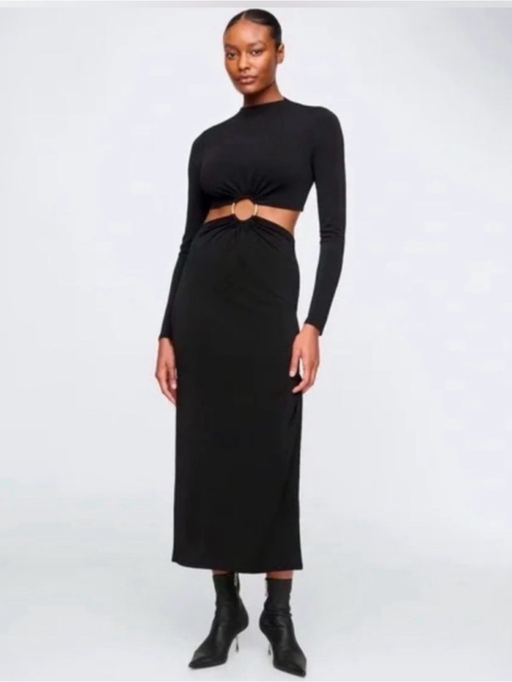 NWT Cult Gaia x Gap Black Long Sleeve Cut-Out Dress Sz M